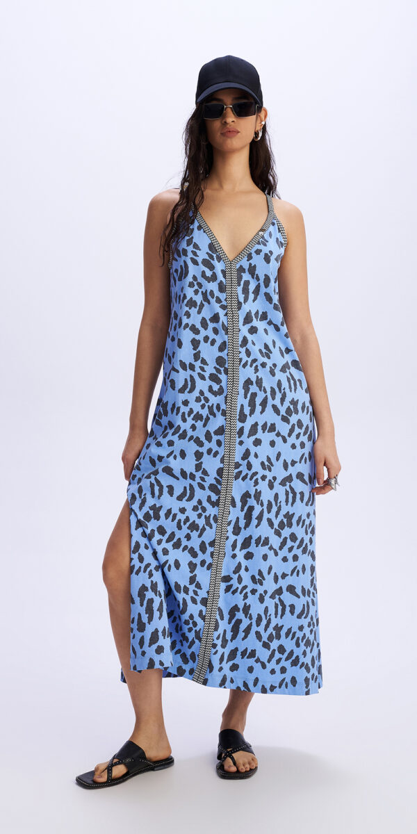 Μπλε Animal Printed Φόρεμα LEON
