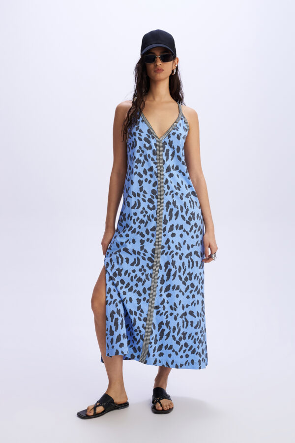 Μπλε Animal Printed Φόρεμα LEON