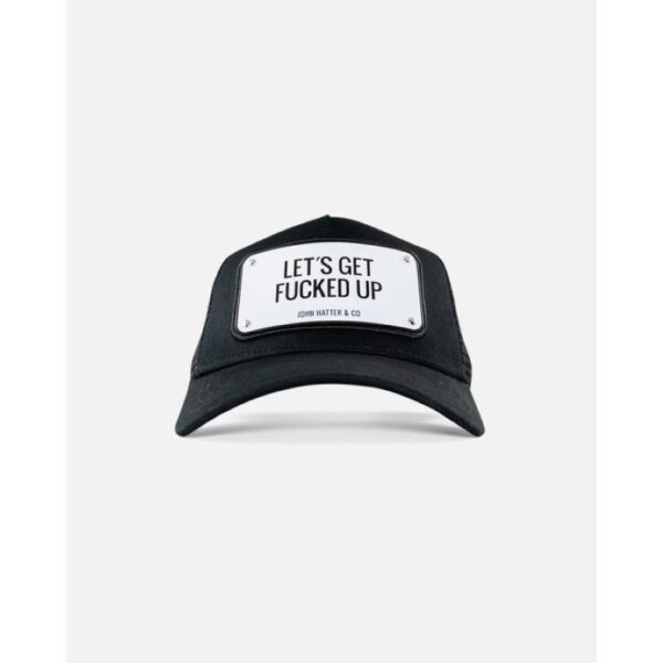 Let's Get F*cked Up, Μαύρο jockey καπέλο με μεταλλικό patch - John Hatter & Co