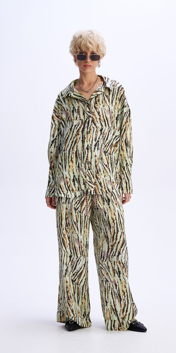 Πράσινο Animal Printed Oversized Πουκάμισο DESERT BLOOM
