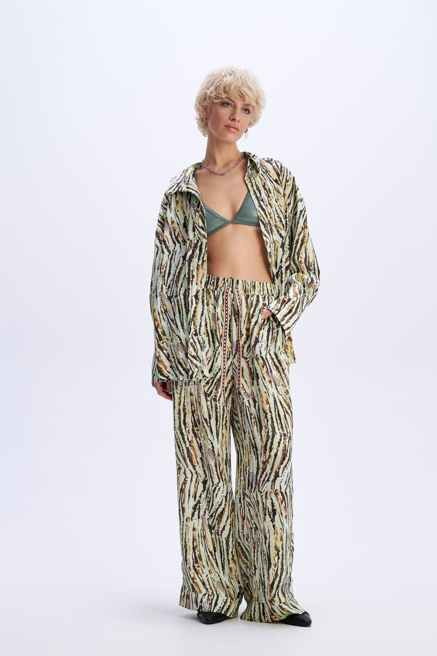Πράσινο Animal Printed Oversized Πουκάμισο DESERT BLOOM - Image 4
