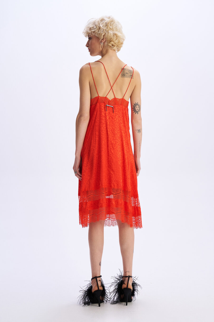 Κόκκινο Ανοιχτό Κοντό Silky Slip Φόρεμα EXOTIC SPIRIT - Image 4